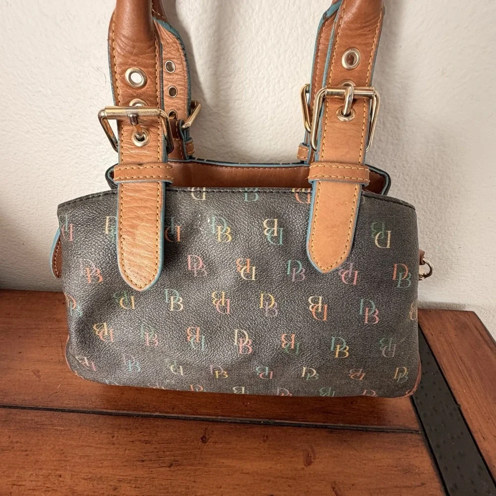 Vintage Dooney And Small Hand Bag Monogram Colorful READ